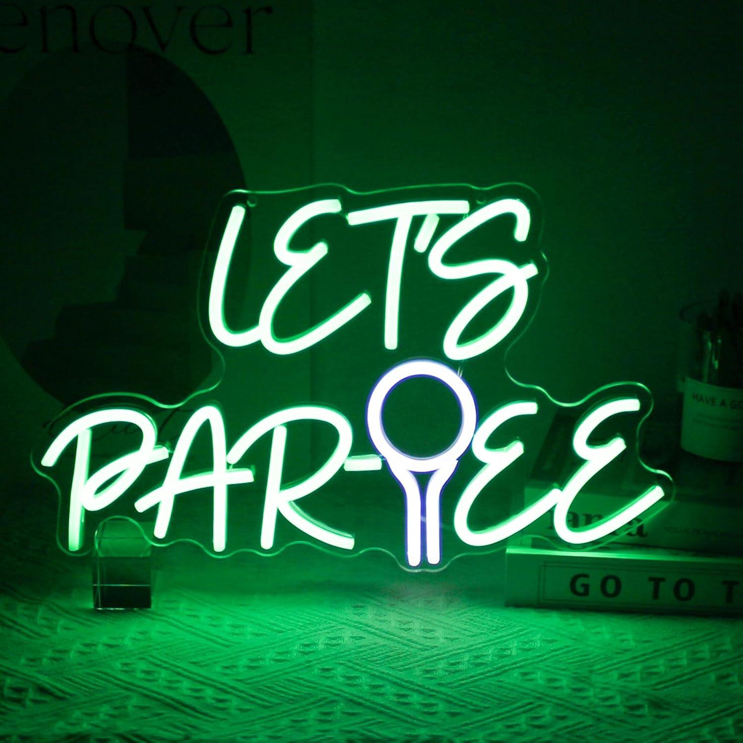 Neon Sign Party - Neonowy Znak Let's Par Tee Piłka