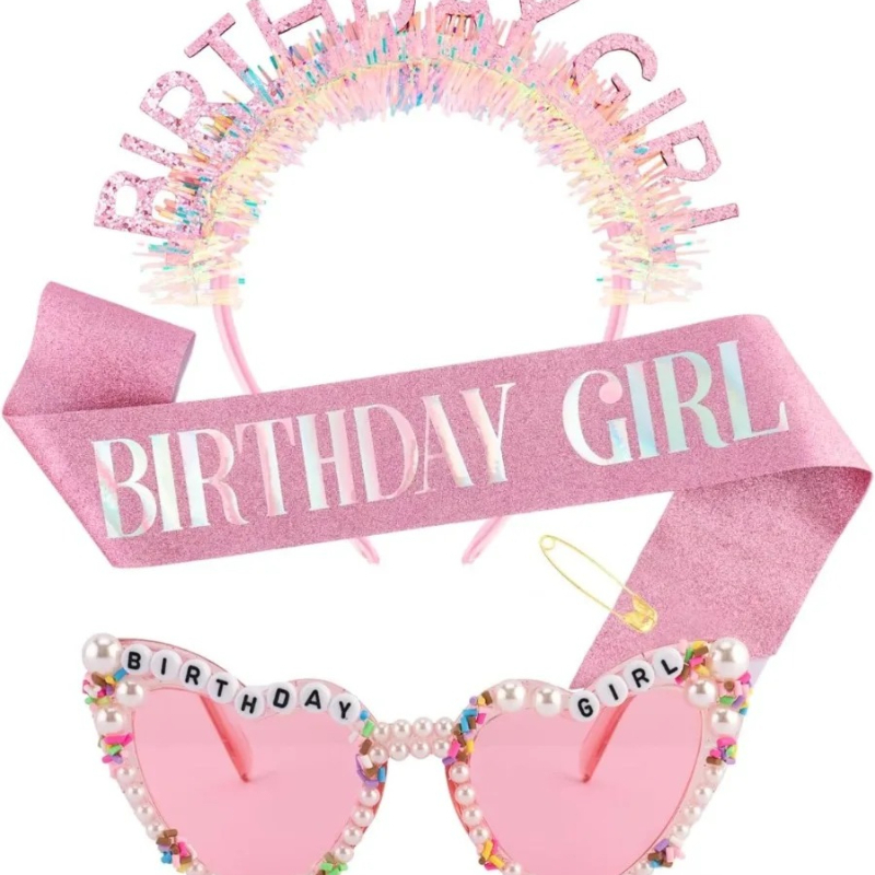 Birthday Sash Glitter - Szalik urodzinowy dla dziewczynki, błyszcząca opaska
