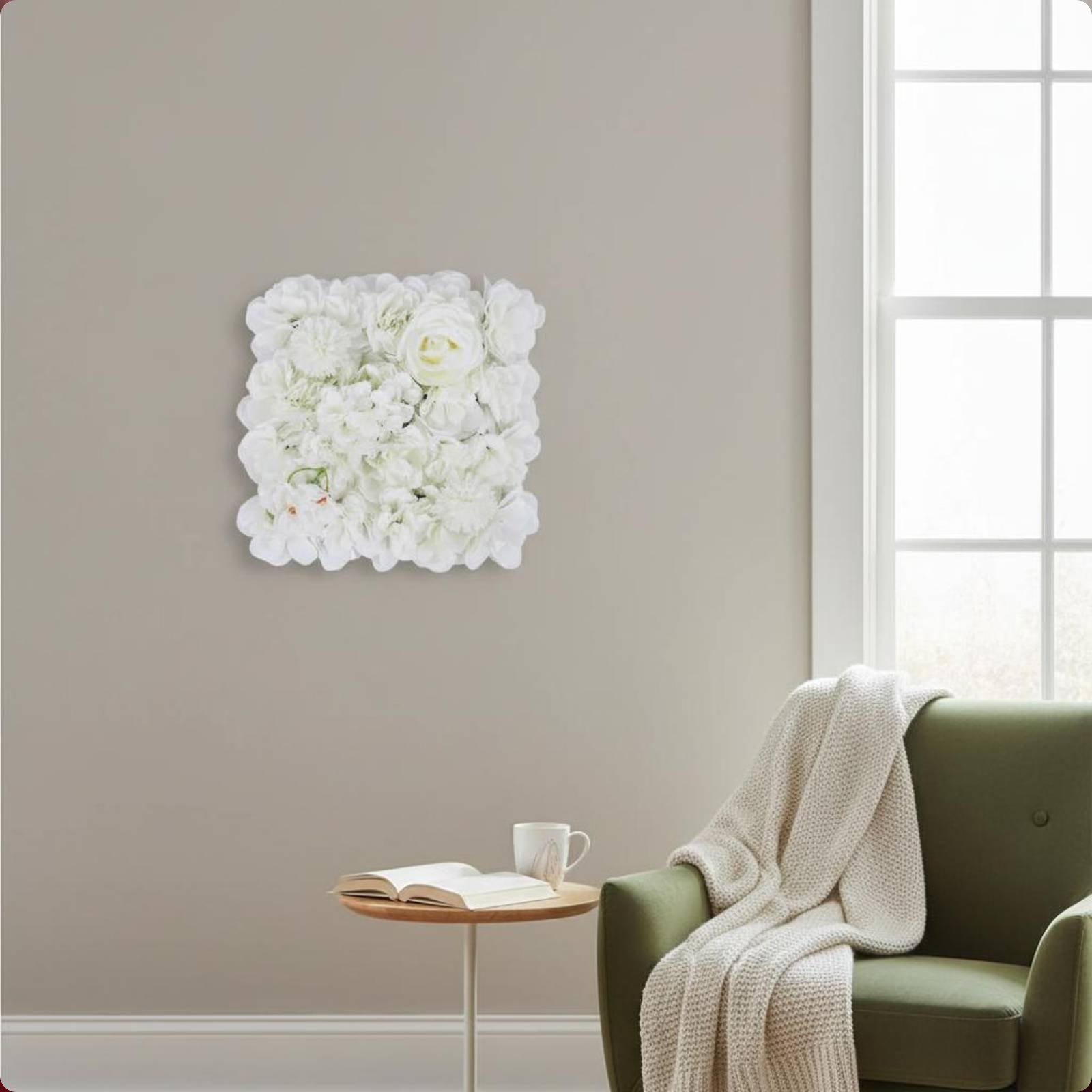 Flower Wall Panel - Panel ścienny ze sztucznych kwiatów, łatwy